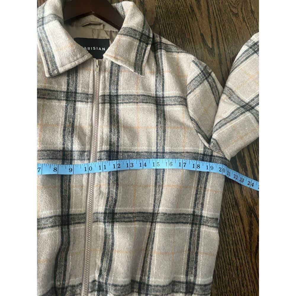 Parisian women bomber jacket Sz. 10 plaid brown academia preppy - Picture 6 of 7